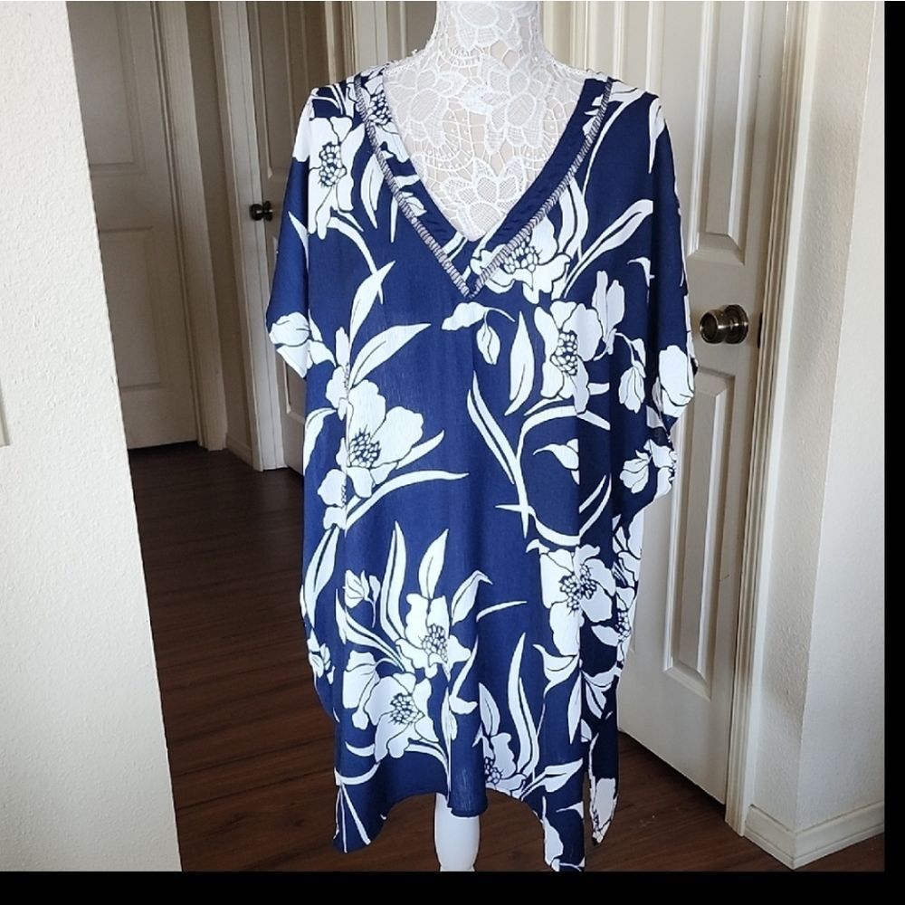 Kona Sol Floral Tropical Aloha Hawaiian Beach Vibe Dress/ Cover-up‎ Size XL